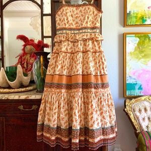Rare Ulla Johnson Cecilie BoHo Dress Floral Multi w Beaded Bottom Gorgeous